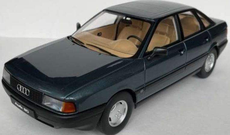 Miniature Triple 9 – Audi 80 B3 1989, Lago Blue Green Metallic, échelle 1/18, Prévente